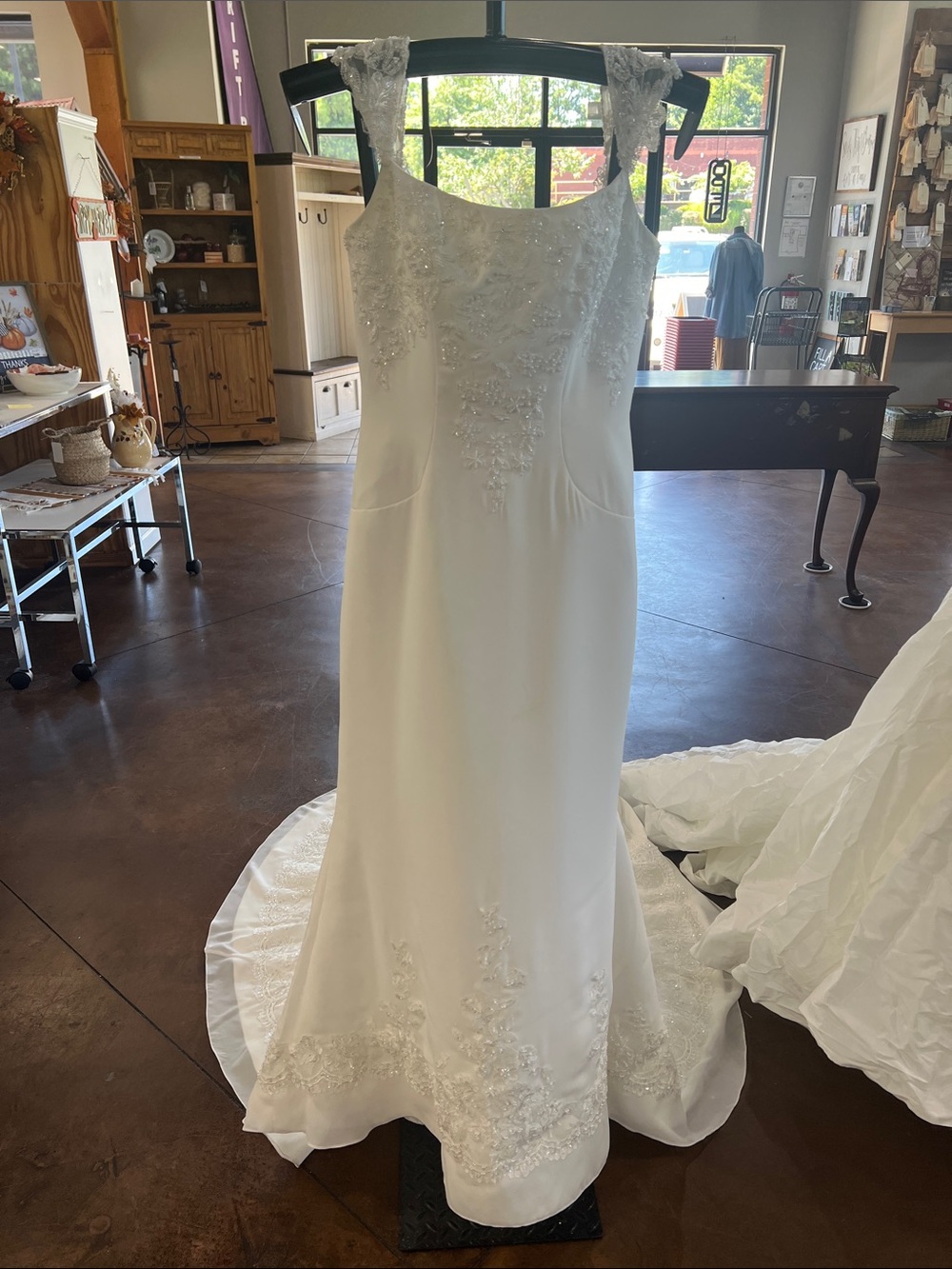 Michaelangelo White Lace-Appliqué Bridal Gown